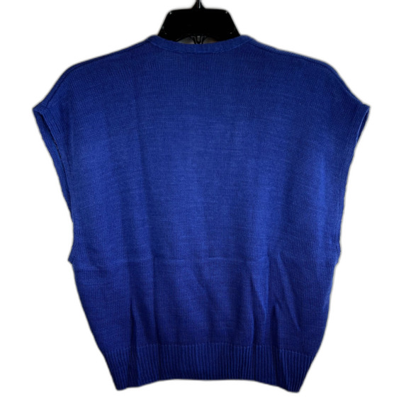 VTG 80's Bedford Fair Royal Blue Sweater Vest Academia Preppy Size XL NEW - Picture 4 of 6